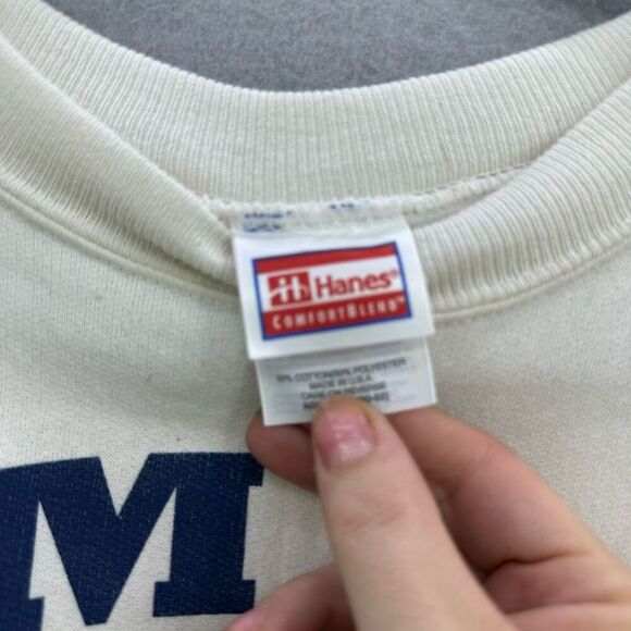 Vintage Hanes Mens Cream NMCP 1997 Laboratory Graphic Logo Sweatshirt Size 2XL - Picture 3 of 9
